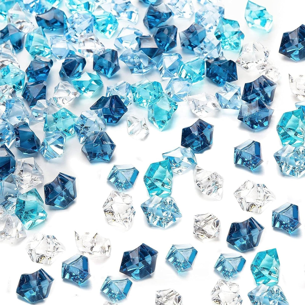 DomeStar 1050PCS 0.4 x 0.6inch Small Mixed Blue Fake Ice Rocks Vase Fillers, Aquarium Gravels Small Stones for Fish Tanks Decorations Home Table Scatter