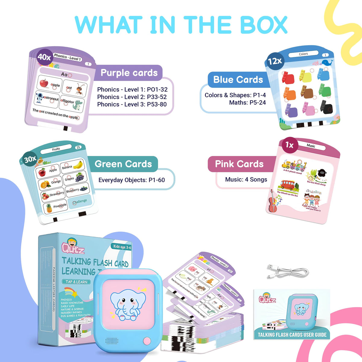 QuTZ Talking Flash Cards, Phonics Flash Cards, Learn to Read with 166 Pages, 29+ Themes, 800+ Words & Fun Facts, 700+ Interactive Games, Toddler Learning Toys for 3-6 Year Old