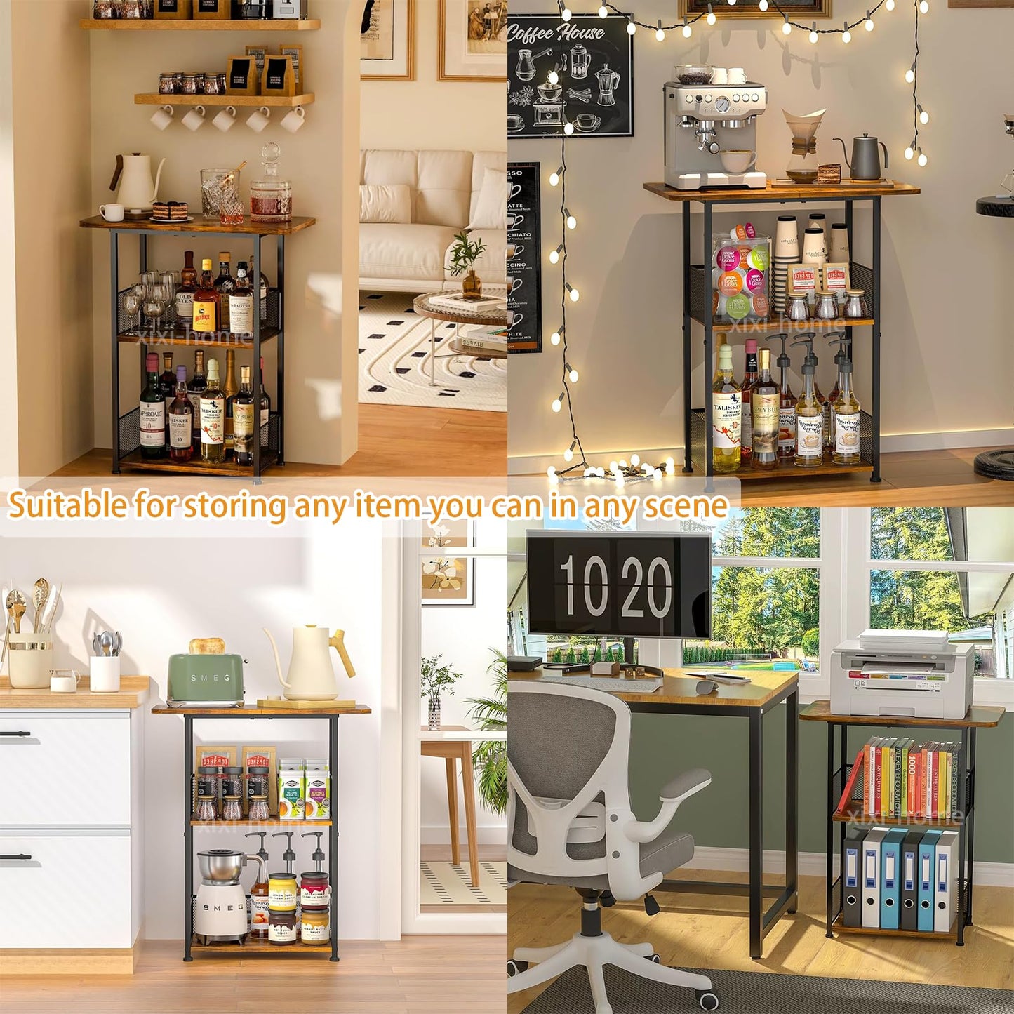 Xixi Home 3-Tier Wine Rack,Freestanding Whiskey Rack with Tabletop Wine Storage Shelve Versatile Liquor Stand Corner Liquor Bottle Display Shelf for Home Kitchen Bar Liquor Cabinets（H#）