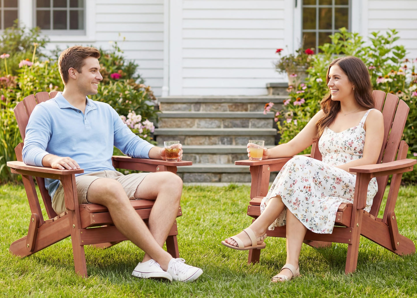 Wood-Natrl Oversized Wooden Folding Adirondack Chair with Pre-Assembled Backrest and Seat Board, Lounge Chair for Outdoor Patio Garden Lawn Backyard Firepit Deck Pool Beach