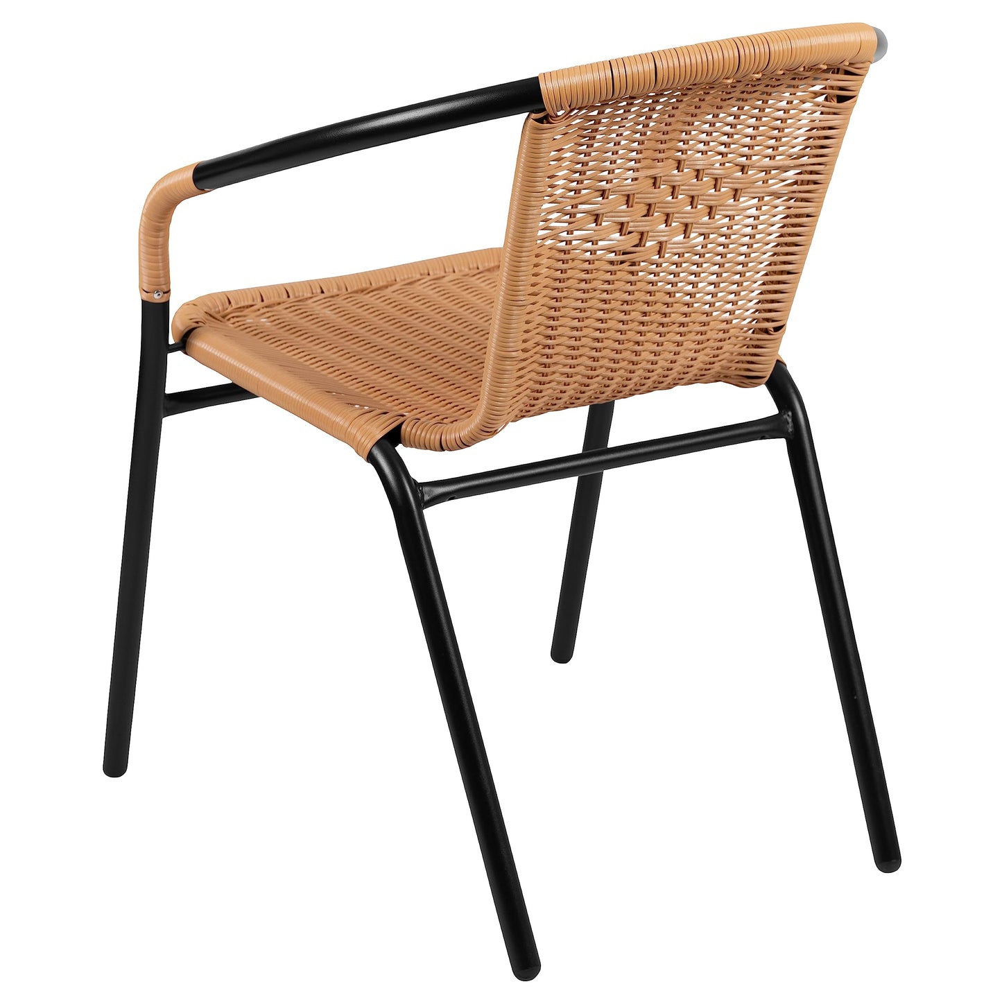 Flash Furniture Lila 4 Pack Beige Rattan Indoor-Outdoor Restaurant Stack Chair | Versatile and Stylish Seating