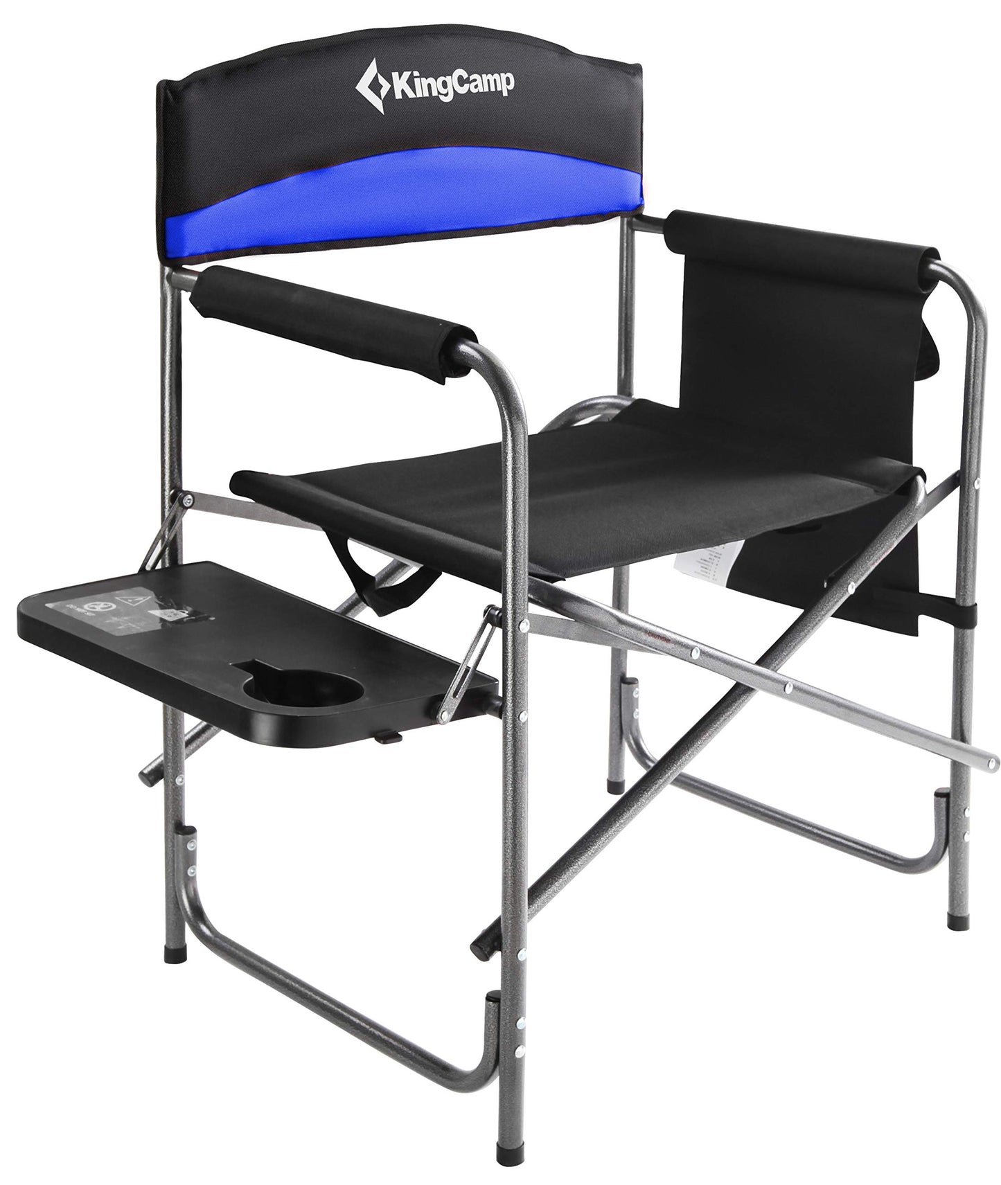 KingCamp Portable Camping Chair, Folding Directors Chair Compact Outdoor Chair with Side Table Cup Holder for Beach Trip Tailgating Lawn Sports Backpacking Fishing Picnic, Blue