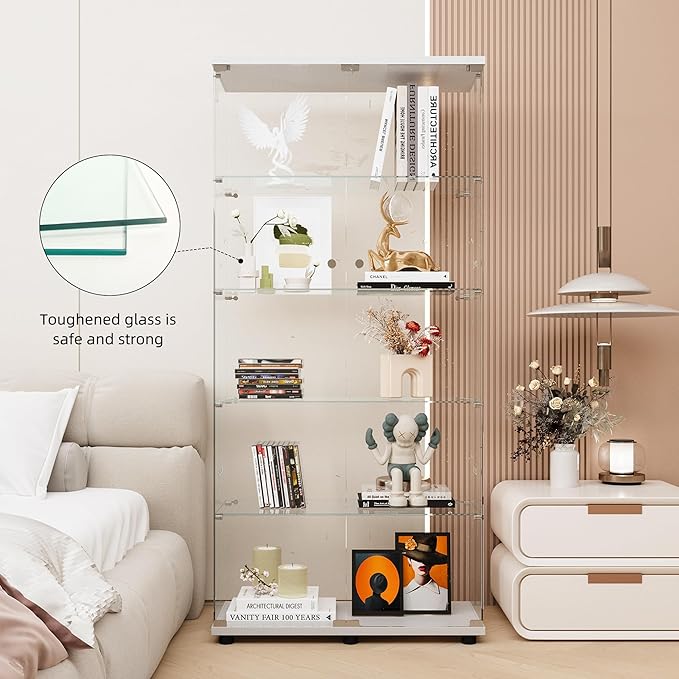 FLYMUHJIA Curio Cabinets with Tempered Glass Doors