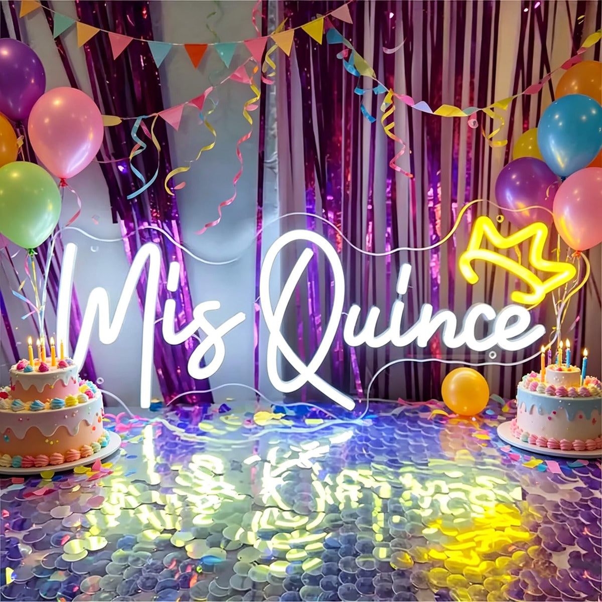 Mis Quince Neon Sign, USB Pink Neon Lights for Wall Decor LED Night Light Signs Birthday Party Bedroom Living Room Christmas Business Decorations Girl Boy Gift