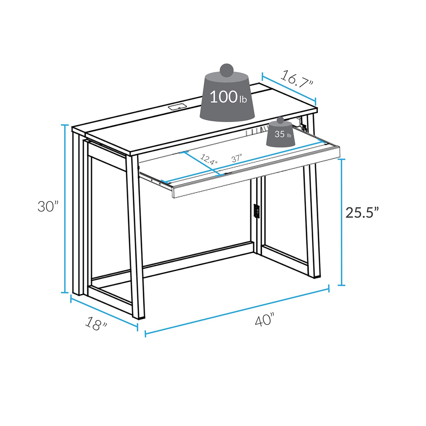 Casual Home Folding Desk with Pull-Out & USB Ports