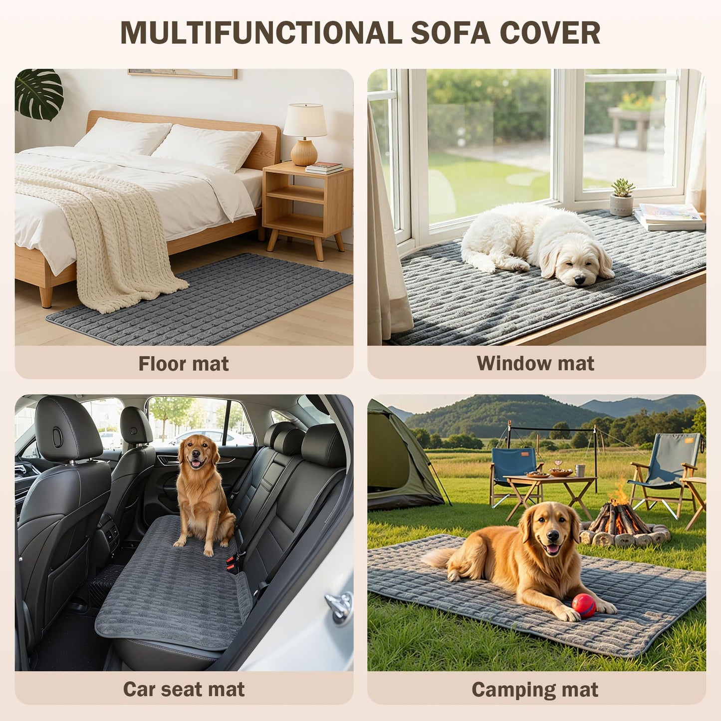 MEETSKY 100% Waterproof Couch Cover for Dogs, Non-Slip Sofa Cover for 3 Cushion Couch Sofa L Shaped, Pet Couch Covers for Sofa，Soft Dog Bed Cover Couch Cushion Covers, Dark Grey, 35"x 83"