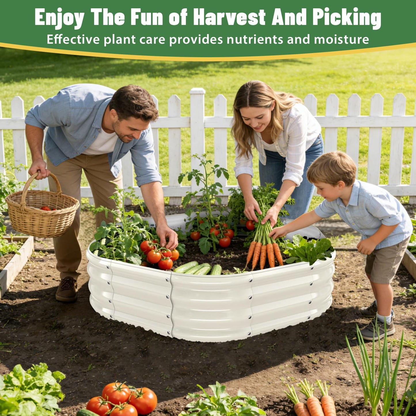 Hexagon Raised Garden Bed, 48 Inch Diagonal & 12 Inch Tall, Galvanized Steel Planter Box with Wave-Shaped Metal Panels for Outdoor Flower,Tree,Herb & Vegetable Garden (Cream white, 4FT X 1FT)