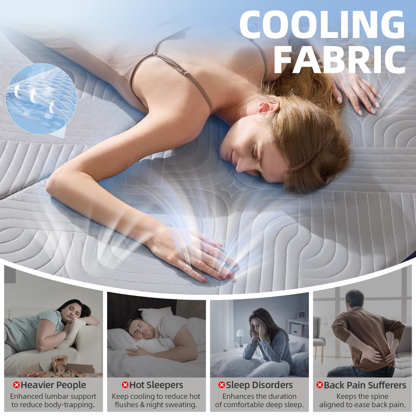 Lansteen Cooling Foldable Mattress, 6 Inch Memory Foam Mattress/Topper With Cold Breathable Effect, Trifold Mattress For Murphy Bed, Portable Folding Floor Bed For Guest, Camping, Travel, Yoga - Queen
