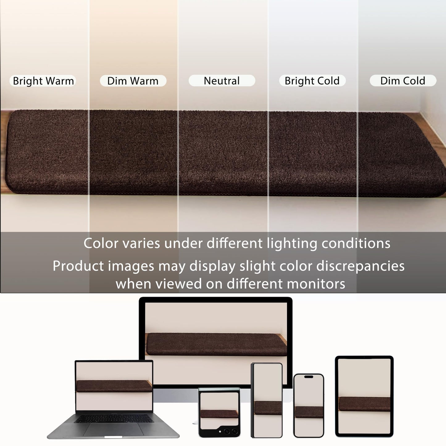 PURE ERA Carpet Stair Treads Ultra Plush 9.5" X 30"Soft Bullnose Indoor Stair Protectors Pet-Friendly Non-Slip Skid Resistant Tape Free Washable Reusable(2 Pieces,Dark Brown)