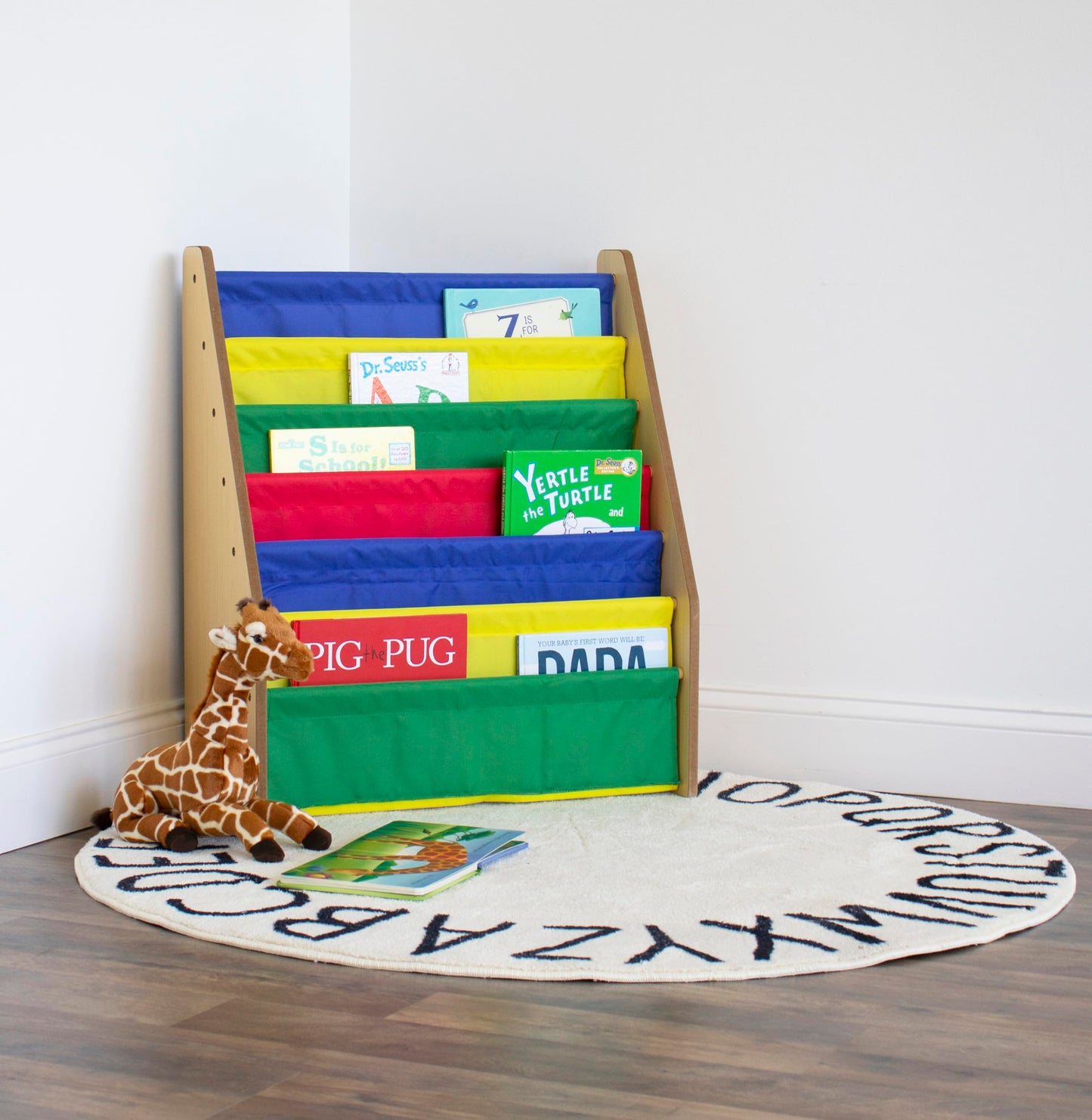 Humble Crew Kids Bookshelf, 6-Tier Front-Facing Book Display Organizer, Montessori Toddler Bookcase for Playroom, Bedroom & Reading Corner Natural/Primary
