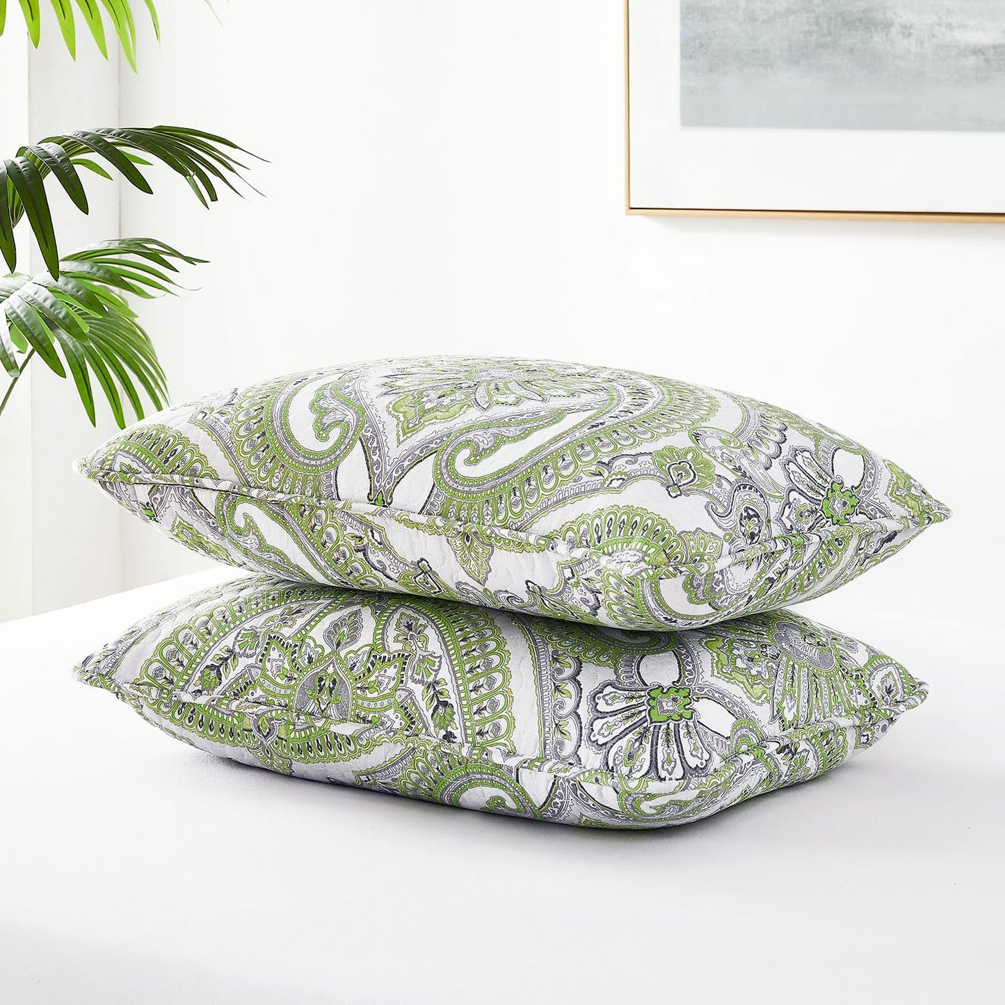 Southshore Fine Living, Inc. Twin Daybed Comforter Set, 6-Piece Boho Bedding Set with Daybed Cover, 3 Pillow Shams, Bed Skirt, Throw Pillow - Twin Day Bed Quilt Set, Pure Melody Green