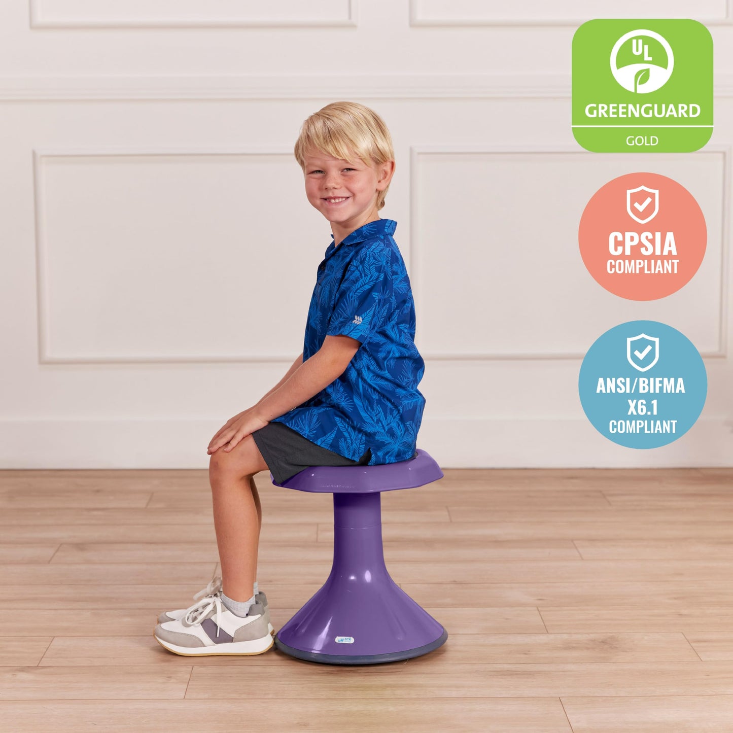 ECR4Kids ACE Active Core Engagement Wobble Stool, 15-Inch Seat Height, Flexible Seating, Eggplant