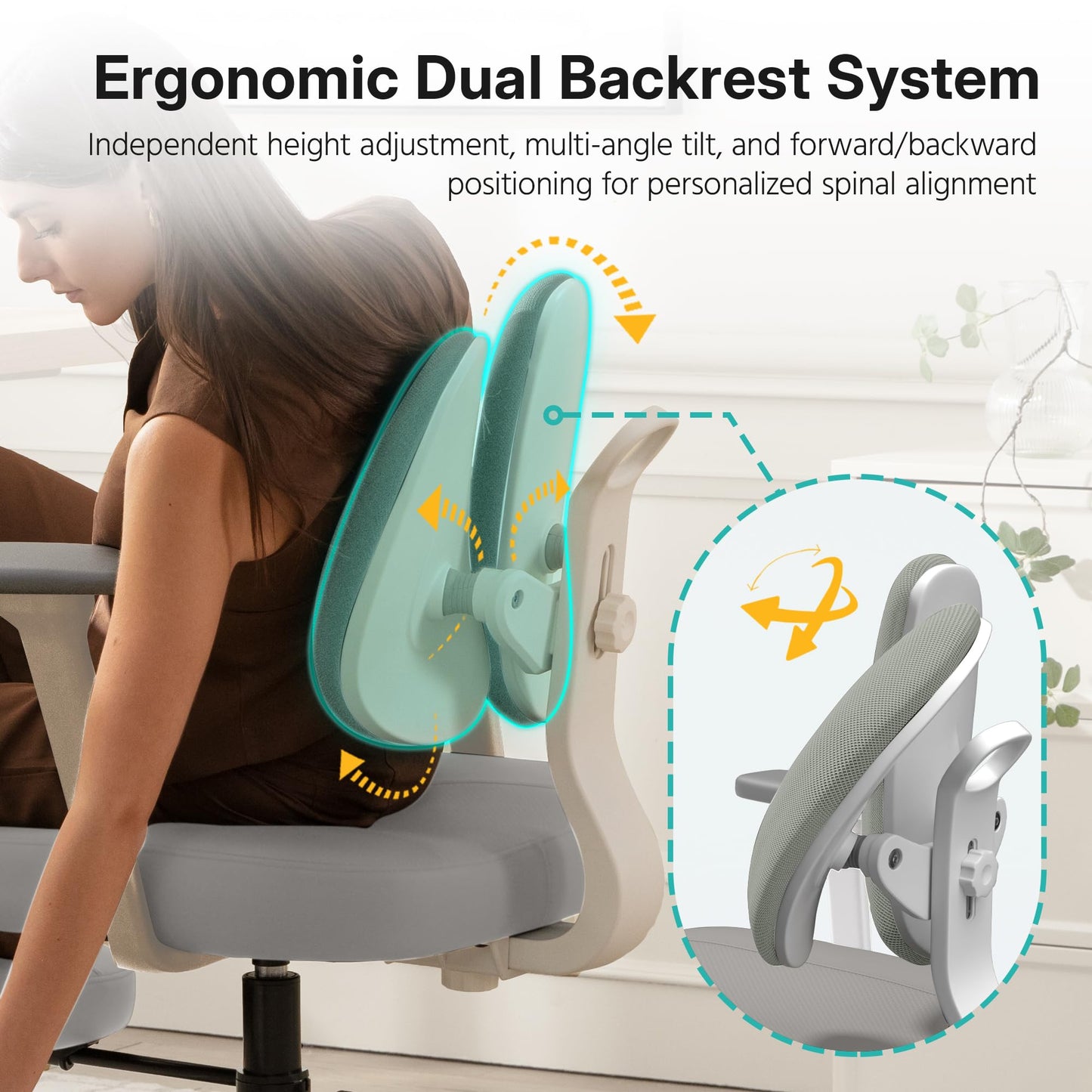 AreShark Criss Cross Office Chair with Armrest Wheels & Stretchable Rotating Footrest, Ergonomic Cross Legged Swivel Chair with Back Support& Adjustable Height for Yoga Kneeling Meditation Home Office