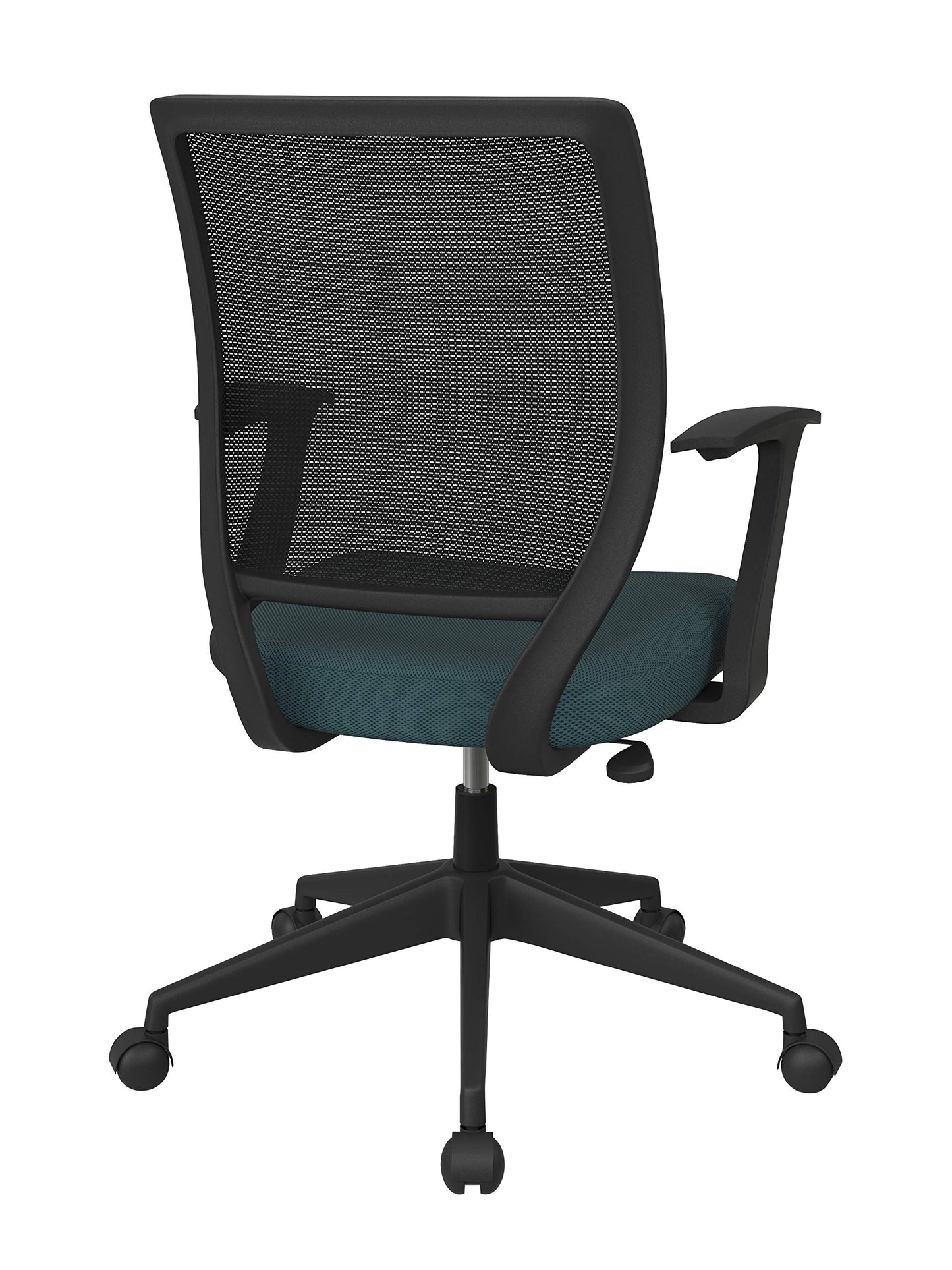 Office Star EM Series Screen Back Office Computer Task Chair with Lumbar Support and Designer T Arms, Blue Mesh
