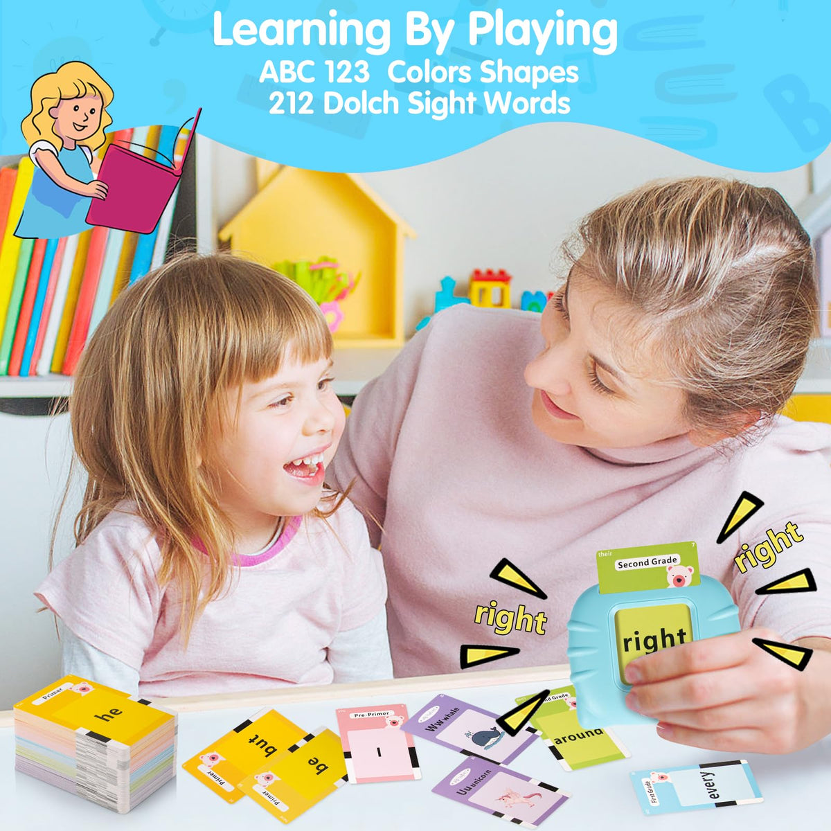 QuTZ Talking Flash Cards,ABC Learning for Toddlers 2-4, Autism Toys, Speech Therapy Toys, Educational Words Flash Cards Kindergarten for Boys and Girls, 272 Sight Words