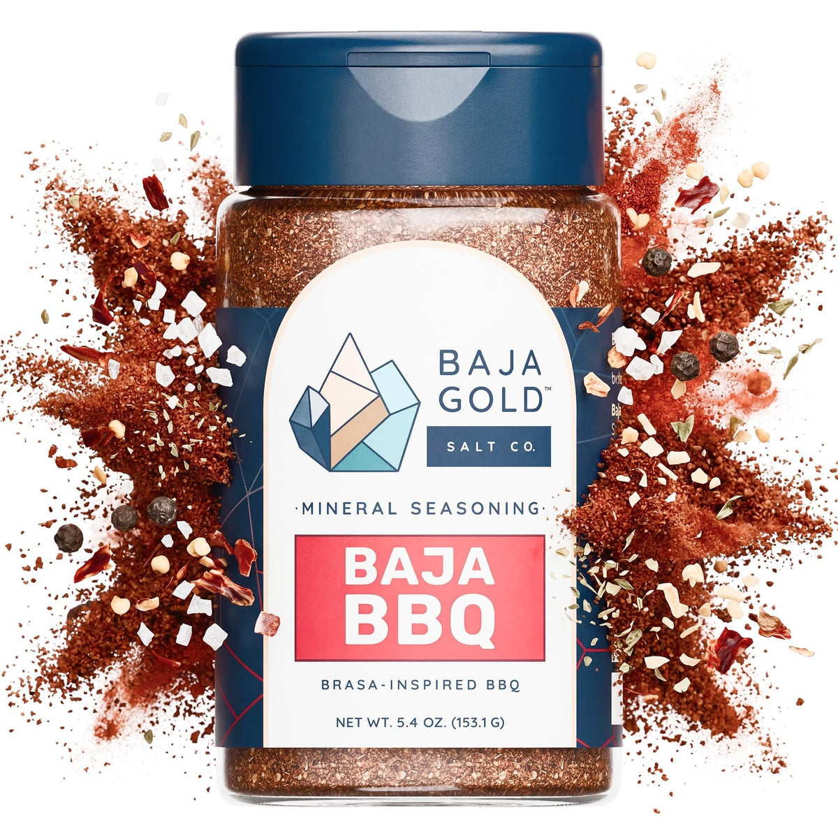 Baja Gold BBQ Seasoning, Smoky Barbecue Rub Blend with Paprika Cane Sugar Black Pepper and Mineral Sea Salt, for Ribs Chicken Pork and Burgers, All Purpose Seasoning and Meat Rub, 5.4 Oz
