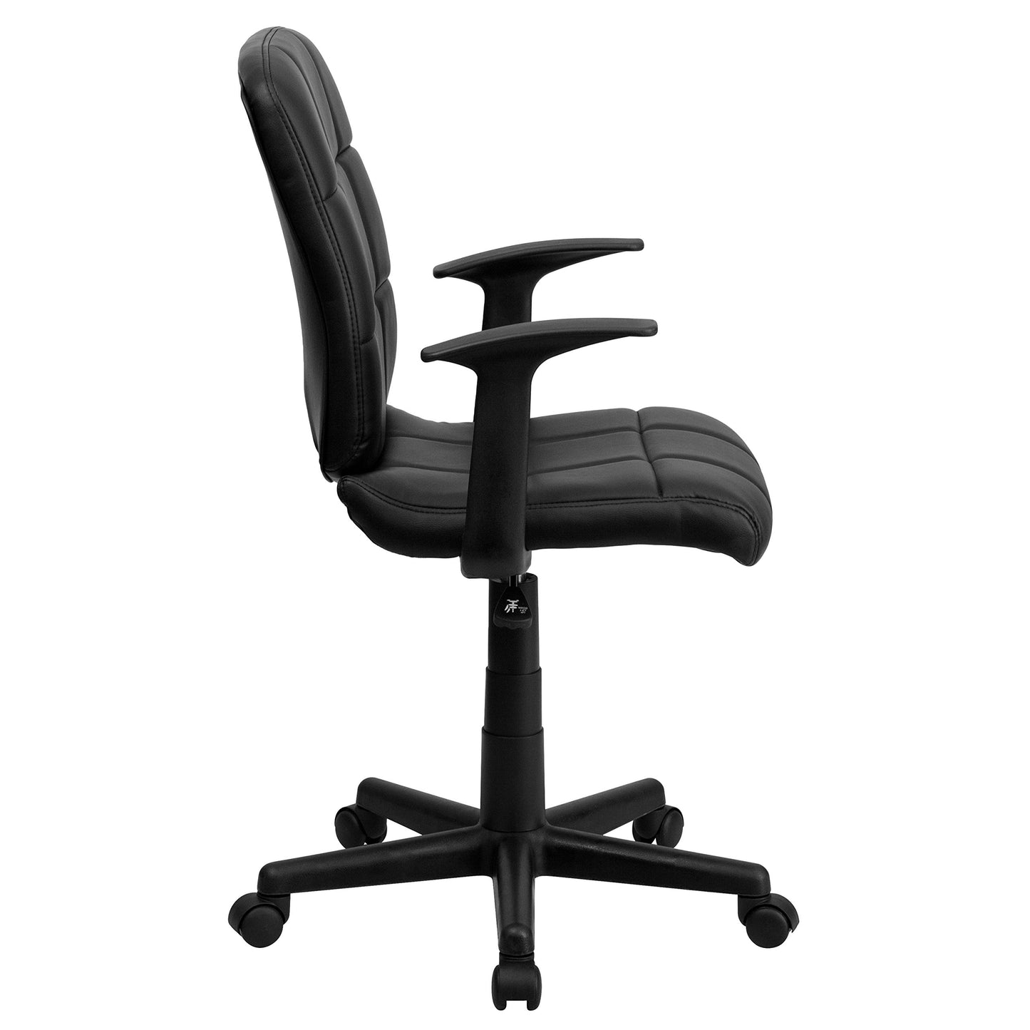 Flash Furniture Clayton Mid-Back Black Quilted Vinyl Swivel Task Office Chair with Arms
