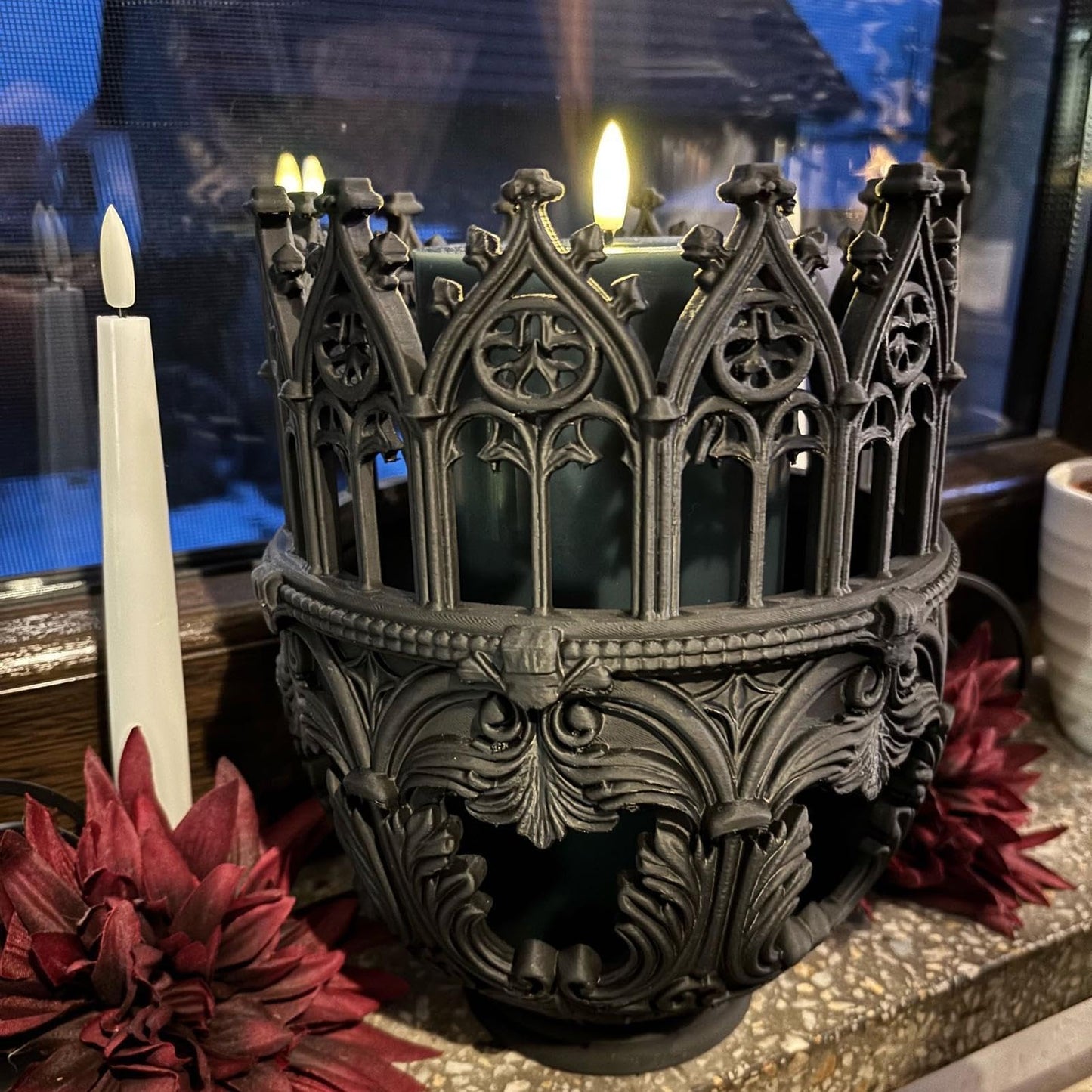 Pillar Candle Holders,Cathedral Desk Decor | Candlestick Holder | for Home Dinner Room Fireplace Mantel Farmhouse Wedding