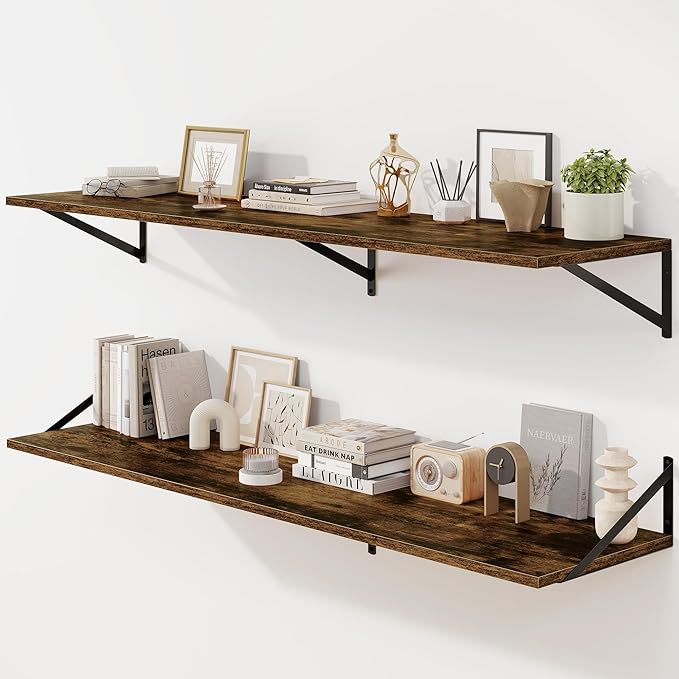 Fun Memories Floating Shelves for Wall, 12 Inch Deep Floating Shelves Set of 2