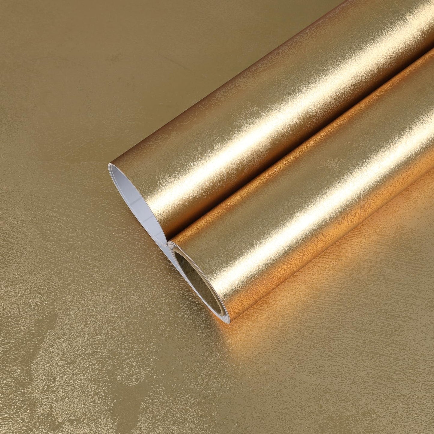 CHIHUT Bright Gold Metallic Wallpaper Peel and Stick Self Adhesive Luxury Removable Contact Paper for Accent Walls Furniture Cabinets Waterproof Vinyl Wrap Texture Gold Wallpaper for Bedroom 12"x100"