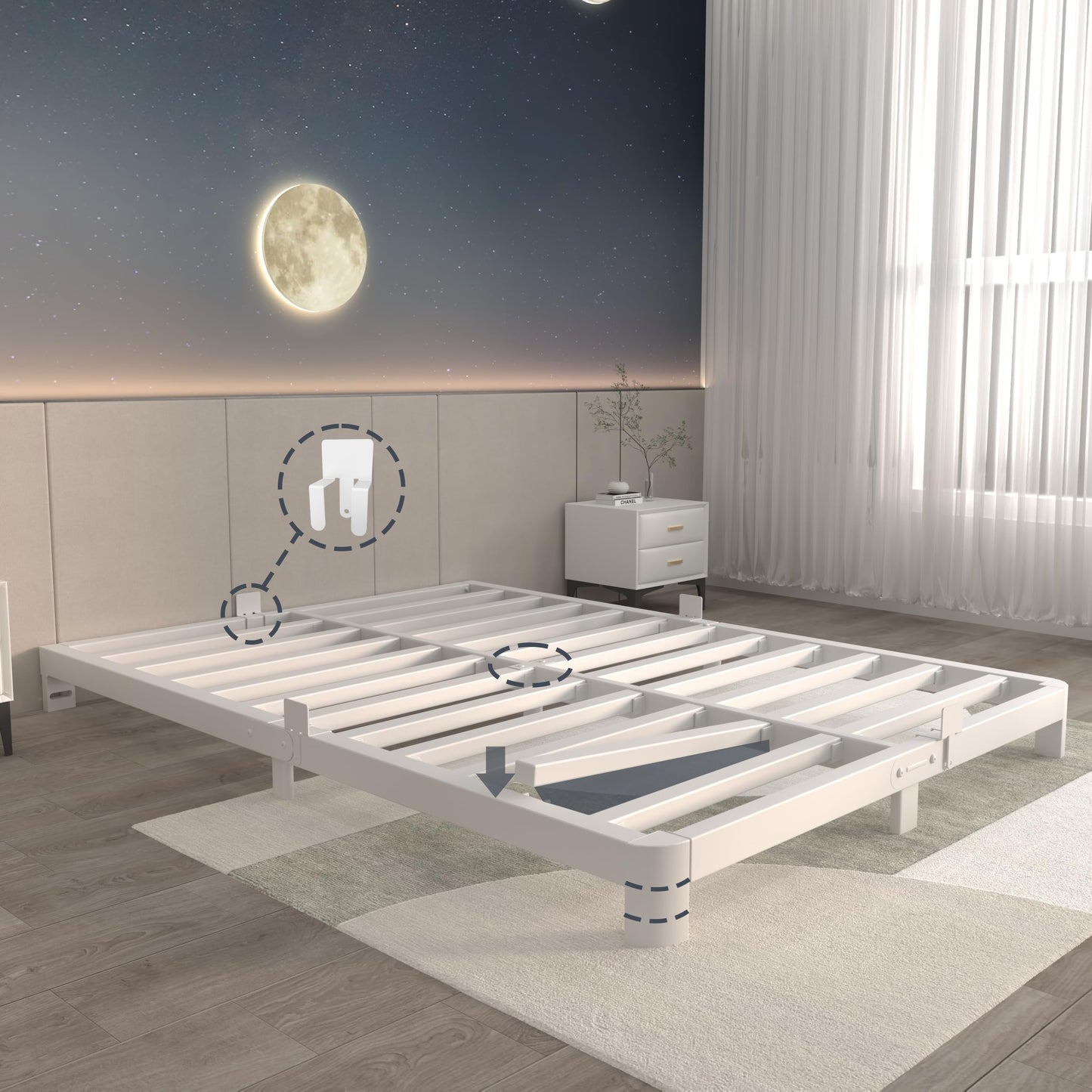 ITIMIDI 4 Inch Metal Full Size Platform Bed Frame with Metal Gaskets, Heavy Duty Steel Support 3500 LBS, No Box Spring Needed, Anti-Slip Mattress Stopper, Easy Assembly