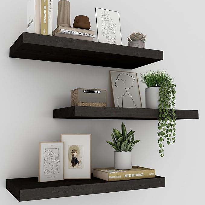 Upassion Floating Shelves for Wall Set of 3, Frame Display Floating Shelf for