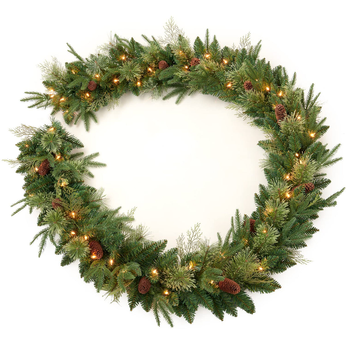 AMERZEST 9Ft Pre-lit Christmas Garland with 50 LED Lights Battery Operated,Holiday Decoration Stairs Wall Mantle Door Indoor Outdoor