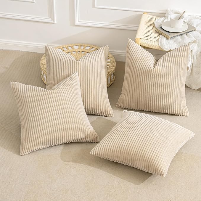 MIULEE Boho Farmhouse Throw Pillow Covers 18x18 Inch Set of 4 Mordern Nordic
