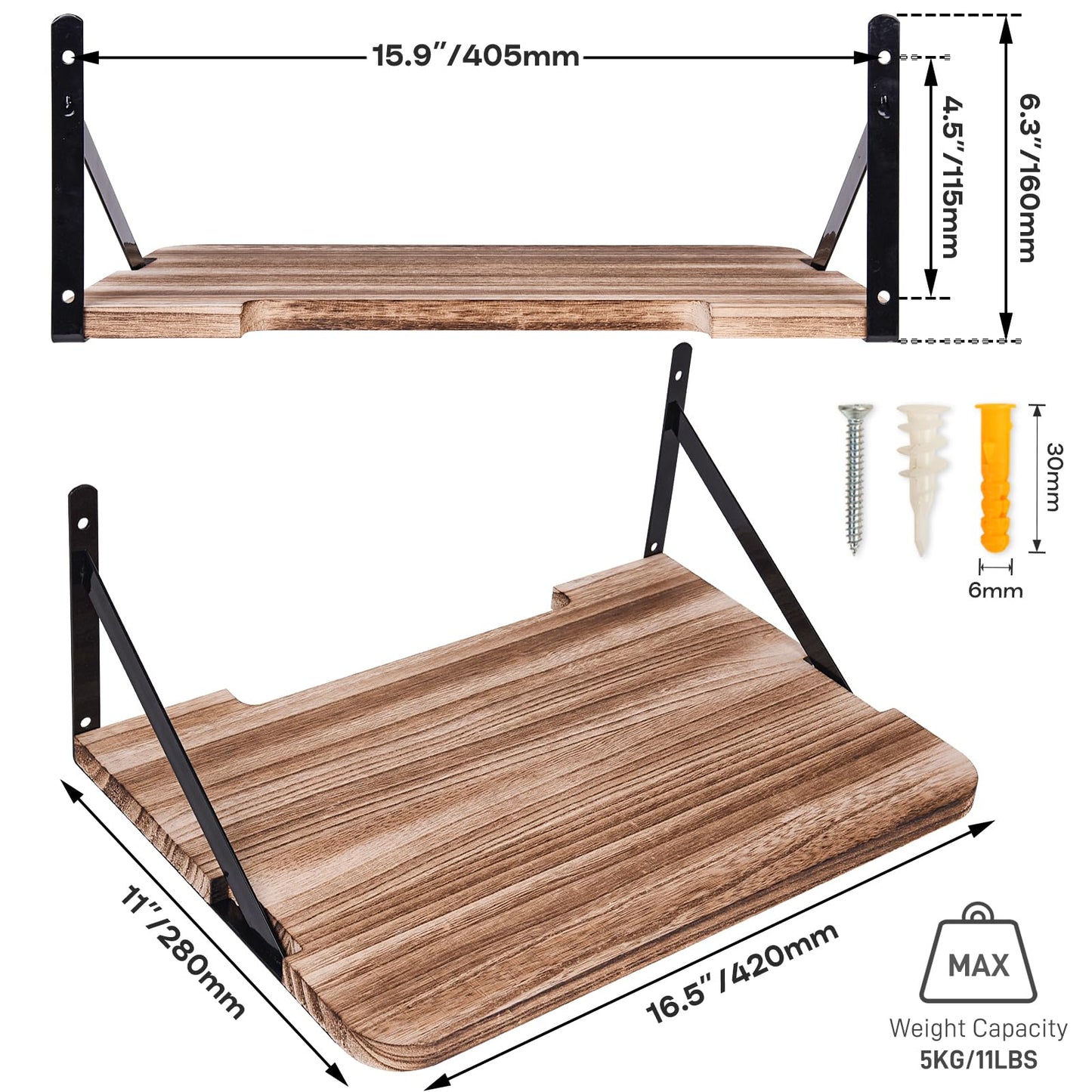 BEARUT Projector Shelf,16.2" x 11"(L*W),Router Wall Mount Floating Shelf,Projector Mount Rack Holder,Modem Cable Box for Xbox Series PS5 PS4 Wood SS1