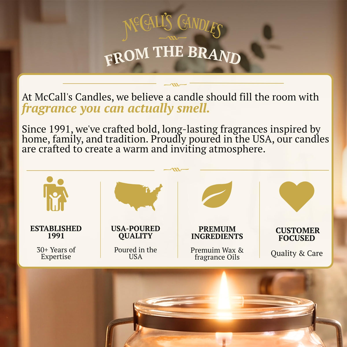 McCall’s Candles | Sunrise Cinnamon Bun | 18 oz Scented Candle | Indulgence Collection | USA-Poured | Double Wick | Grooved Jar with Carrying Handle | Cinnamon Sugar & Maple Fragrance