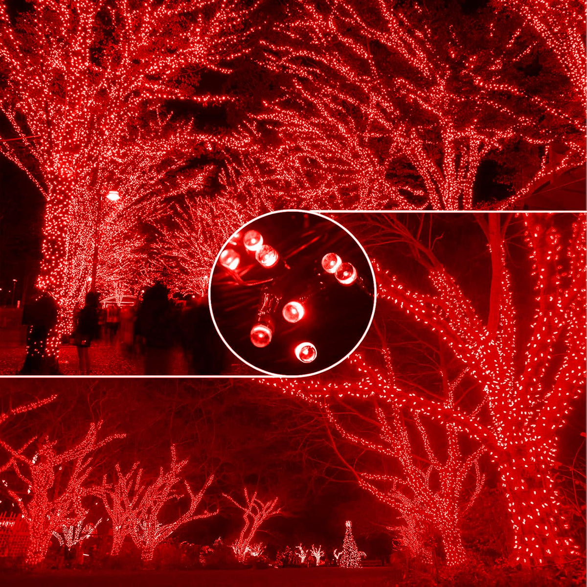 XTF2015 105ft 300 LED Christmas String Lights, End to End Plug 8 Modes Christmas Lights - UL Certified - Outdoor Indoor Fairy Light Christma s Tree, Patio, Garden, Party, Wedding, Holiday (Red)