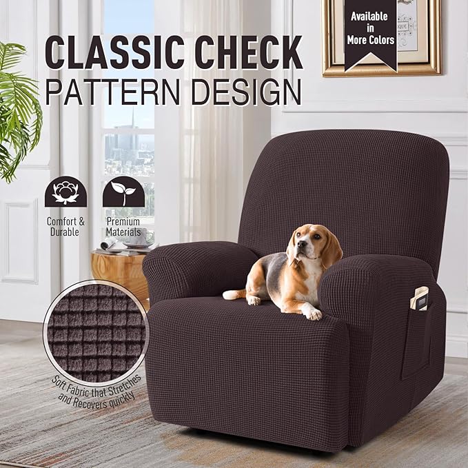 TAOCOCO Recliner Cover 4-Pieces, Recliner Stretch Sofa Slipcover, Recliner