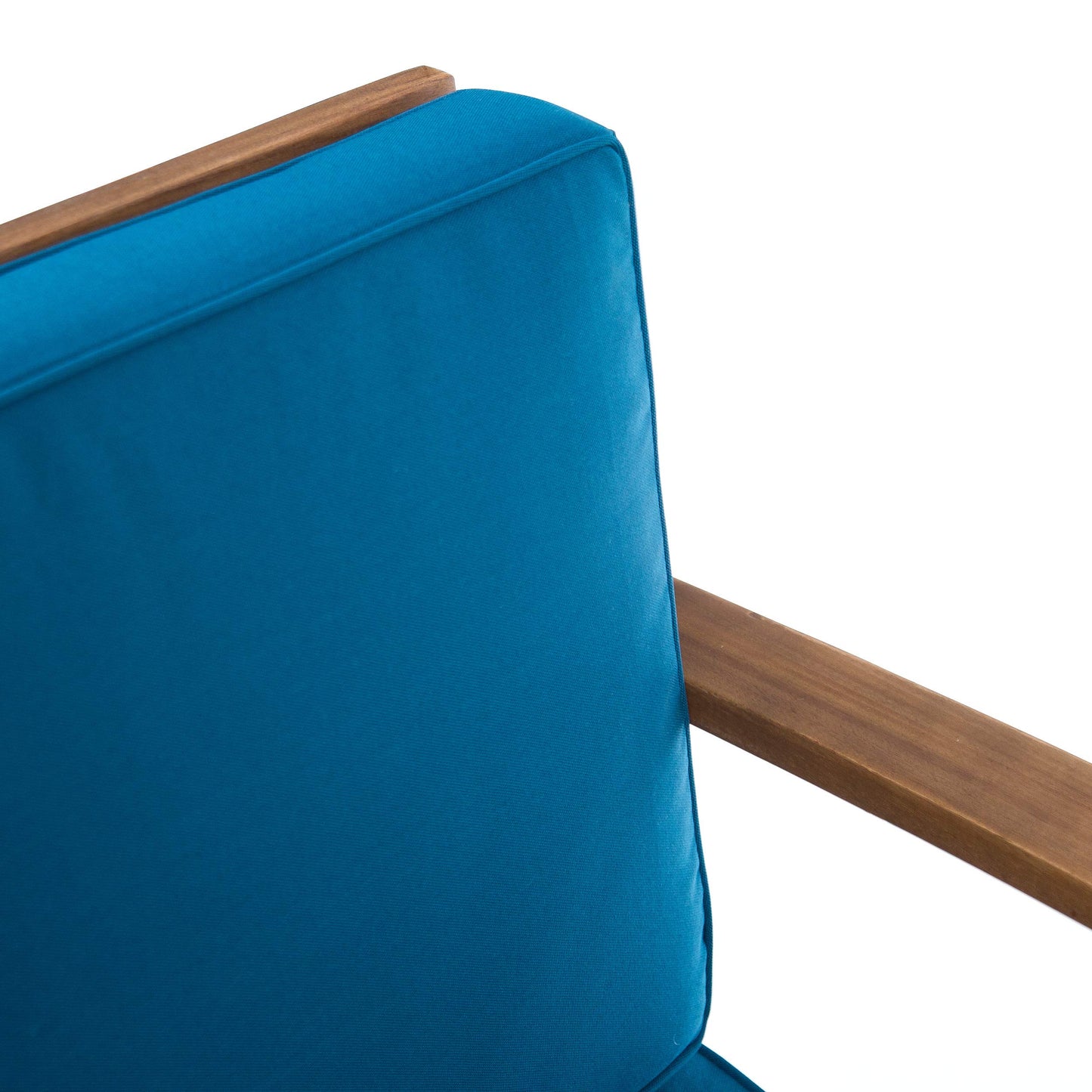 Christopher Knight Home Perla Outdoor Acacia Wood Club Chairs with Water Resistant Cushions (Set of 4), 4-Pcs Set, Teak Finish/Blue