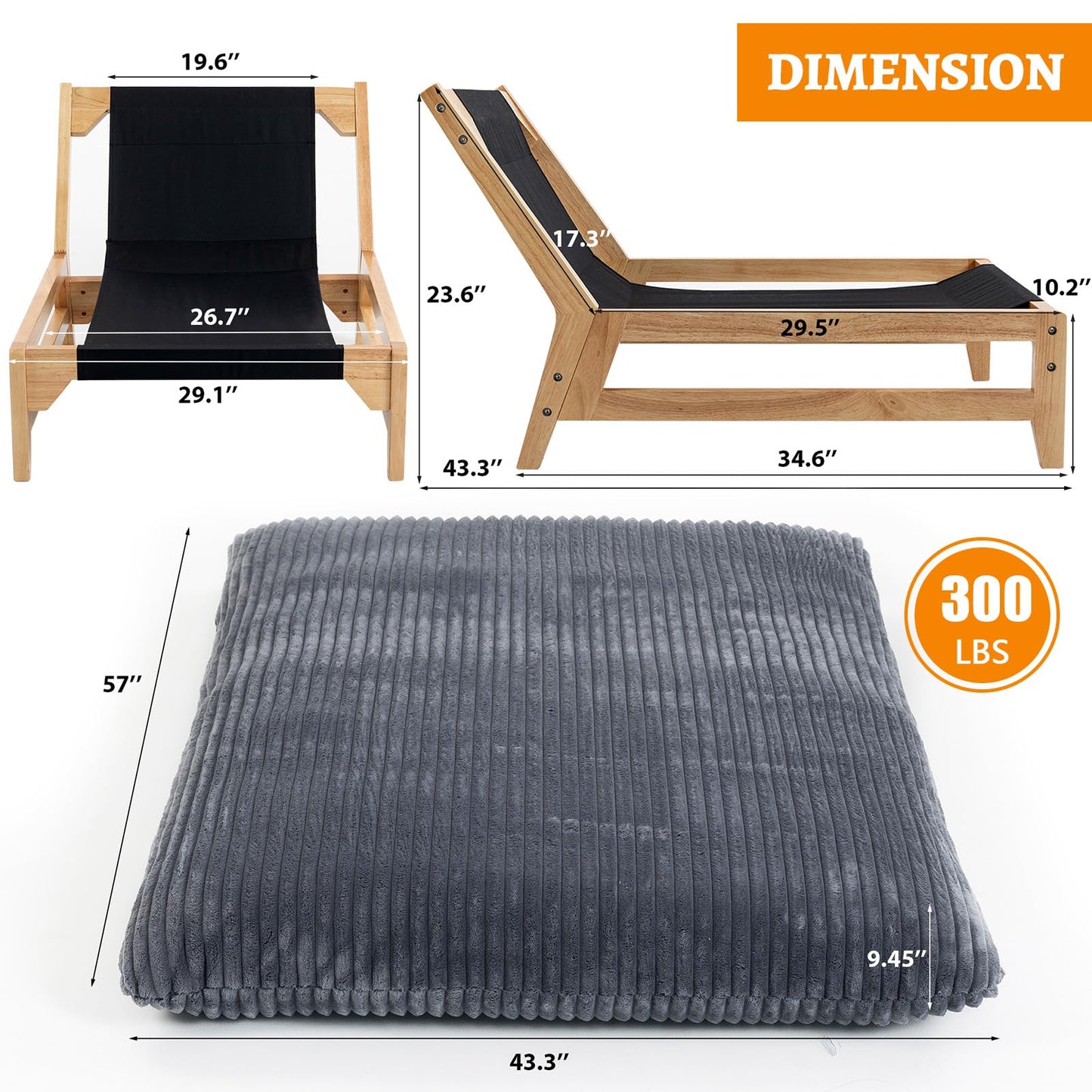 Ningering Giant Cloud Lounge Accent Chair for Reading, Big Comfy Cloud Chair with Frame for Living Room Bedroom Patio, Corduroy|Oversized|44 Inch (Dark Grey)