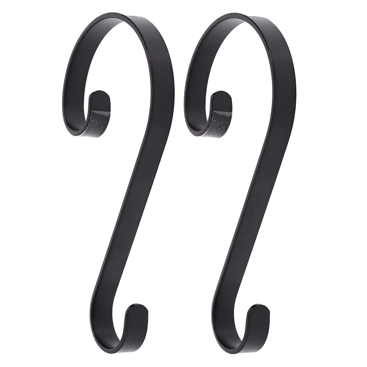 Haute Decor Stocking Scrolls Stocking Hanger- 2 Pack (Matte Black) - Christmas Stocking Holder for Various Mantel Sizes and Styles, Including Large