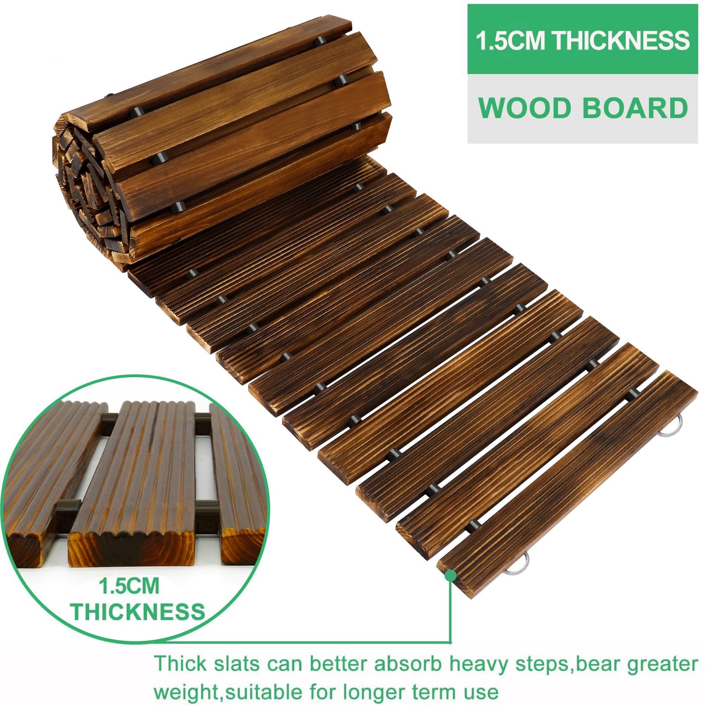 RELIANCER 12' Wooden Garden Pathway,Outdoor Roll Out Cedar Straight Walkway,Patio Path Decorative Garden Boardwalk Walkways,Weather-Resistant Roll Up Beach Wood Road Floor,Wedding Party Pathwaysc