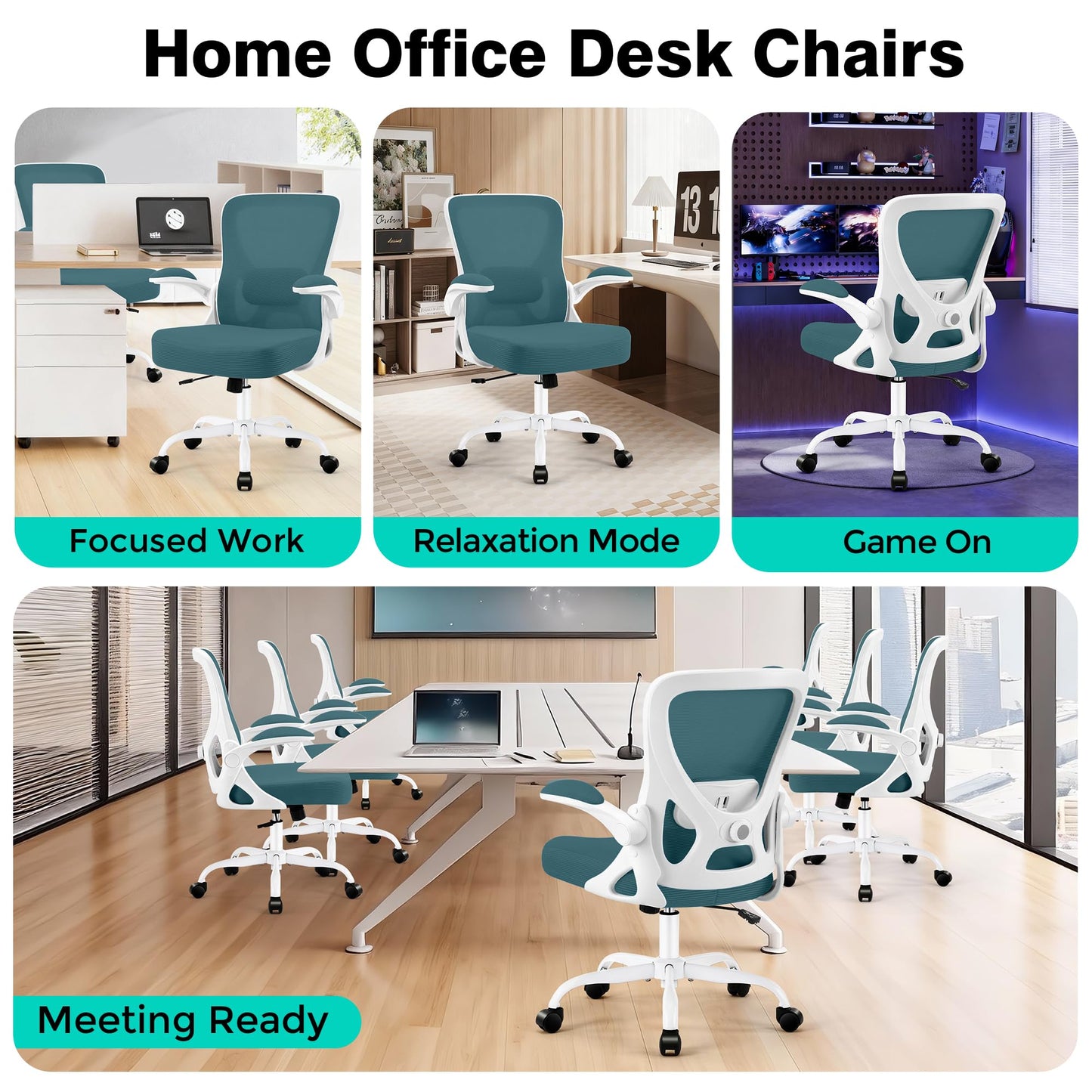 AreShark Office Chair - Ergonomic Breathable Mesh Desk Chair with Adjustable Lumbar Support and Flip-up Armrests - Executive High Back Rolling Swivel Comfortable Computer Gaming Chair for Home Office