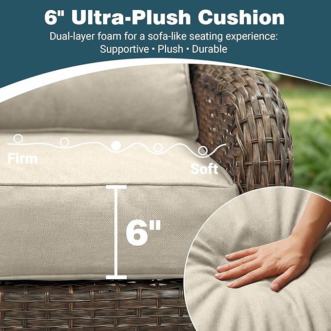 Patio Furniture Set, High Back Swivel Chairs, Weather Resistant Olefin Fabric