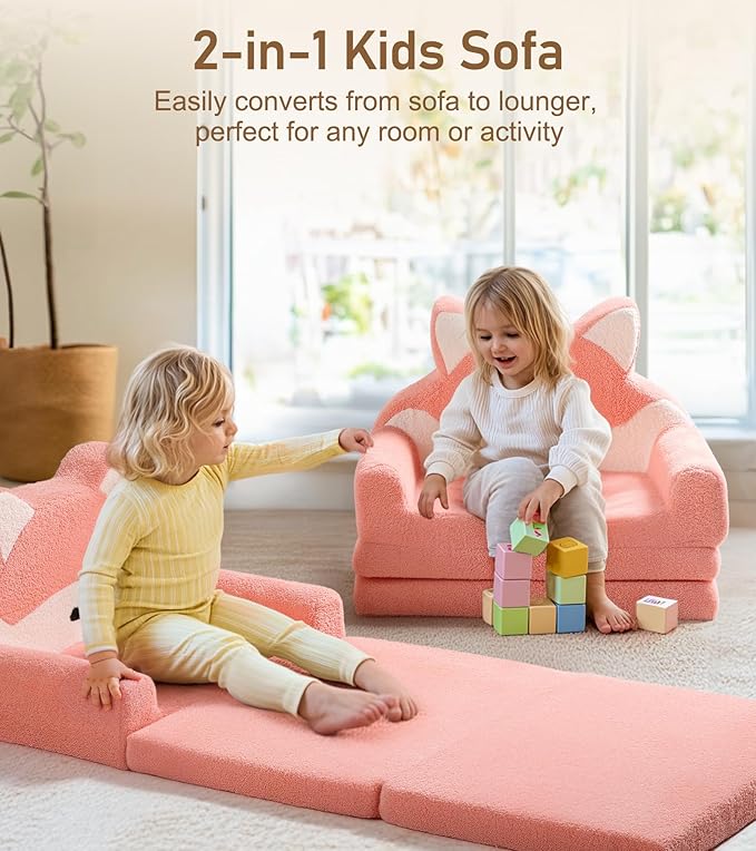 little dove Extra Wide Soft Toddler Couch Fold Out, Comfy Toddler Chair