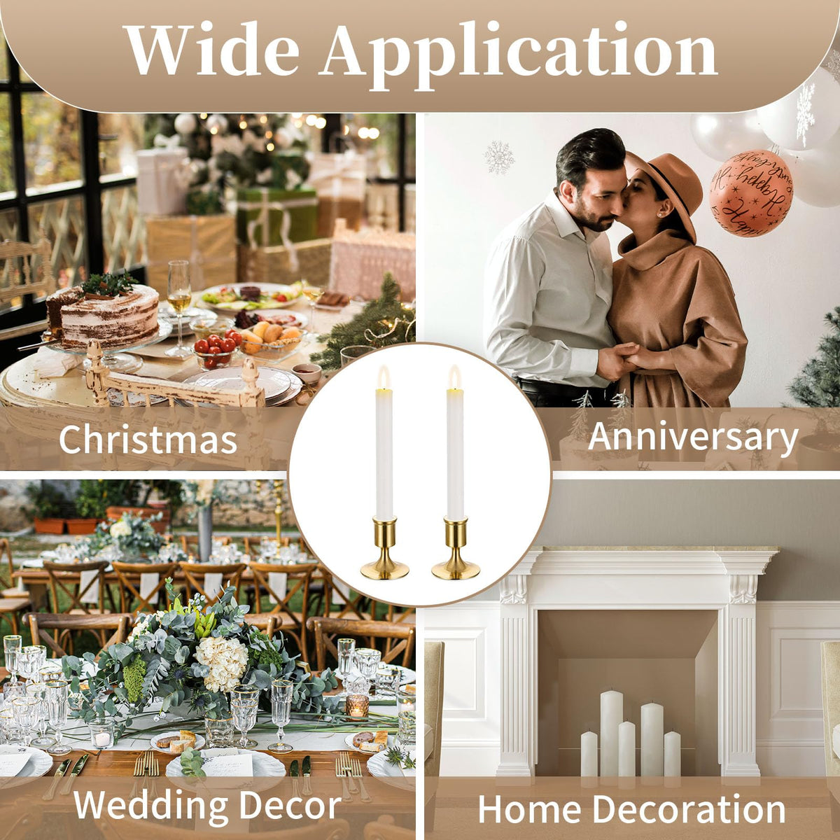 Sziqiqi Candlesticks Holder for Wedding Table Centerpiece - Gold Taper Candle Holders Candle Stick Holder Bulk for Christmas Candlelight Dinner Wedding Party Festival Decor 6 Pieces