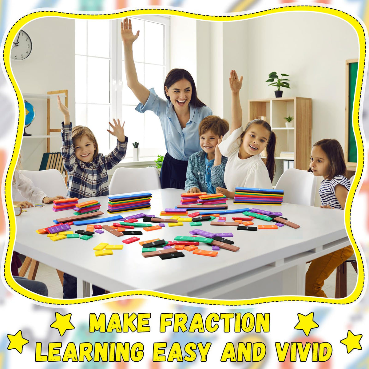 Sayglossy 60 Sets Fraction Tiles Set for Math Classroom Fractions Manipulatives Math Learning Manipulatives for Home School Supplies