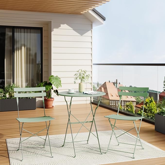 3-Piece Folding Bistro Set, Outdoor Patio Furniture Set