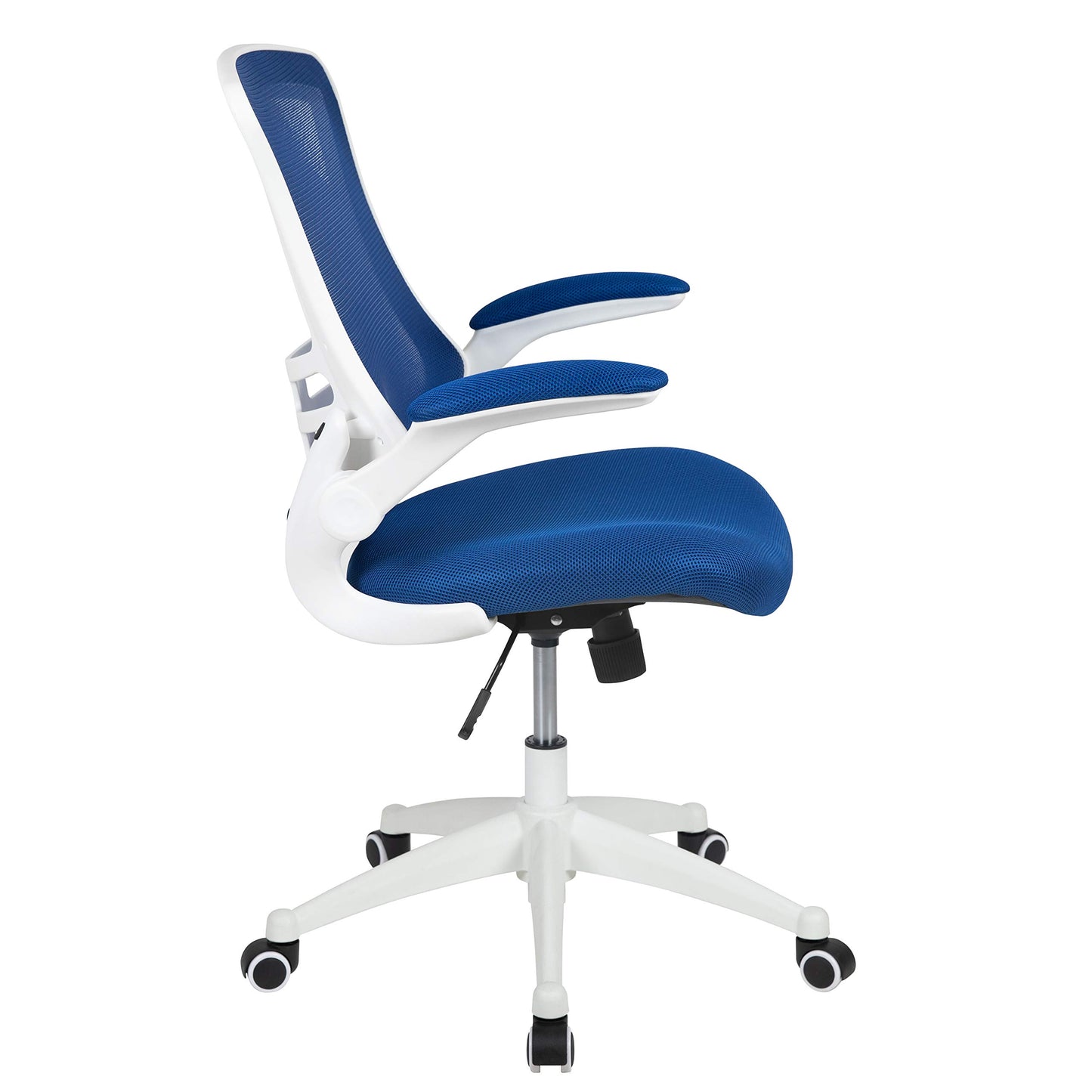 Flash Furniture Kelista Office Chair, Ergonomic, Mid-Back, White Frame, Blue Mesh with Swivel