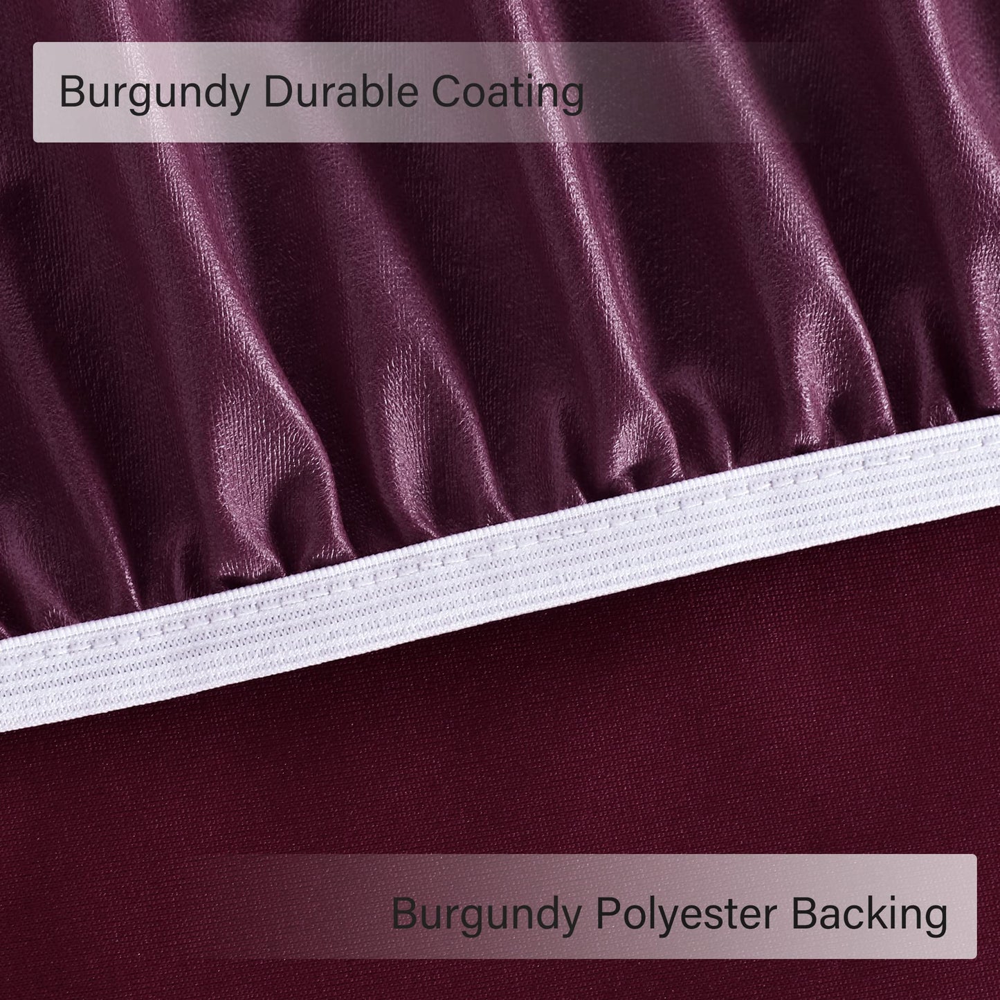 Obstal Fitted Round Table Cloth, Reversible Waterproof Stain Resistant Elastic Stretch Tablecloth, Wipe Clean Table Cover for Outdoor/Indoor Use, Fits Round Tables up to 40" - 44" Diameter, Burgundy