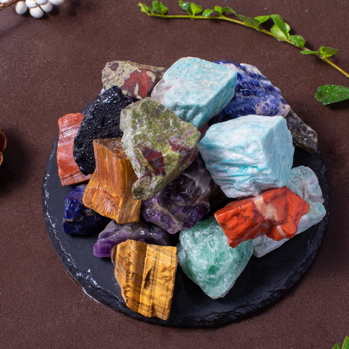 FORBY 3 lbs Bulk Rough Madagascar Stones Mix - Large 1" Natural Raw Stones Crystal for Tumbling, Cabbing, Fountain Rocks, Decoration,Polishing, Wire Wrapping, Wicca & Reiki Crystal Healing