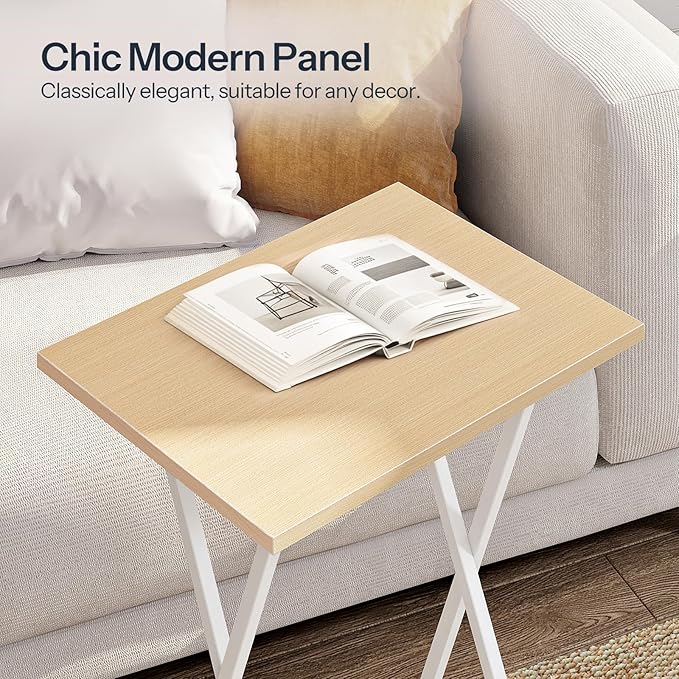 HOOBRO Folding TV Tray Tables, Industrial Snack Tables