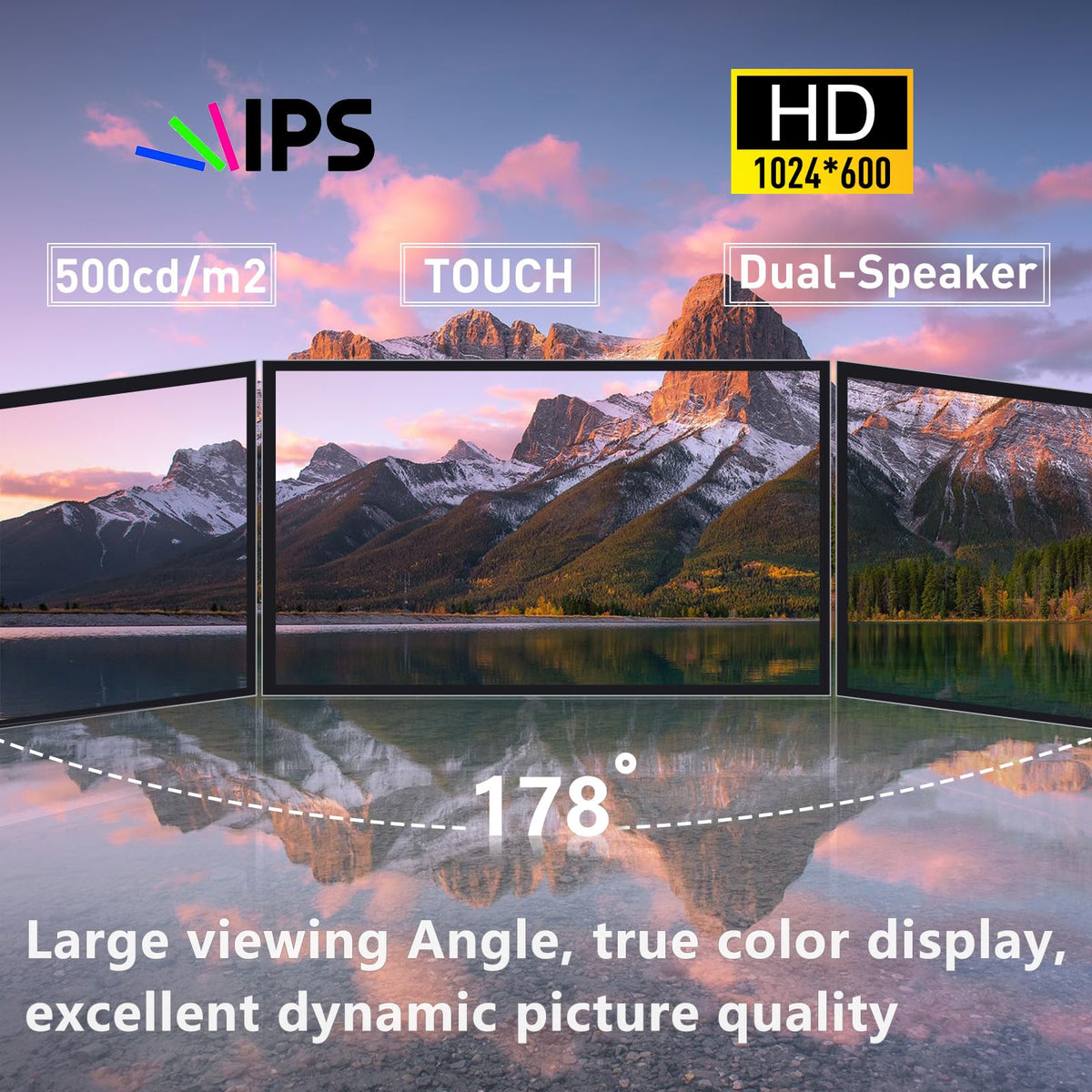 GeeekPi 10.1 Inch Capacitive Touchscreen Display, 1024x600 IPS LCD with Dual-Speaker, HDMI Portable Monitor for Raspberry Pi 5/4B/3B+/3B/B+/Zero/400, Win11/10/8/7, Free-Driver