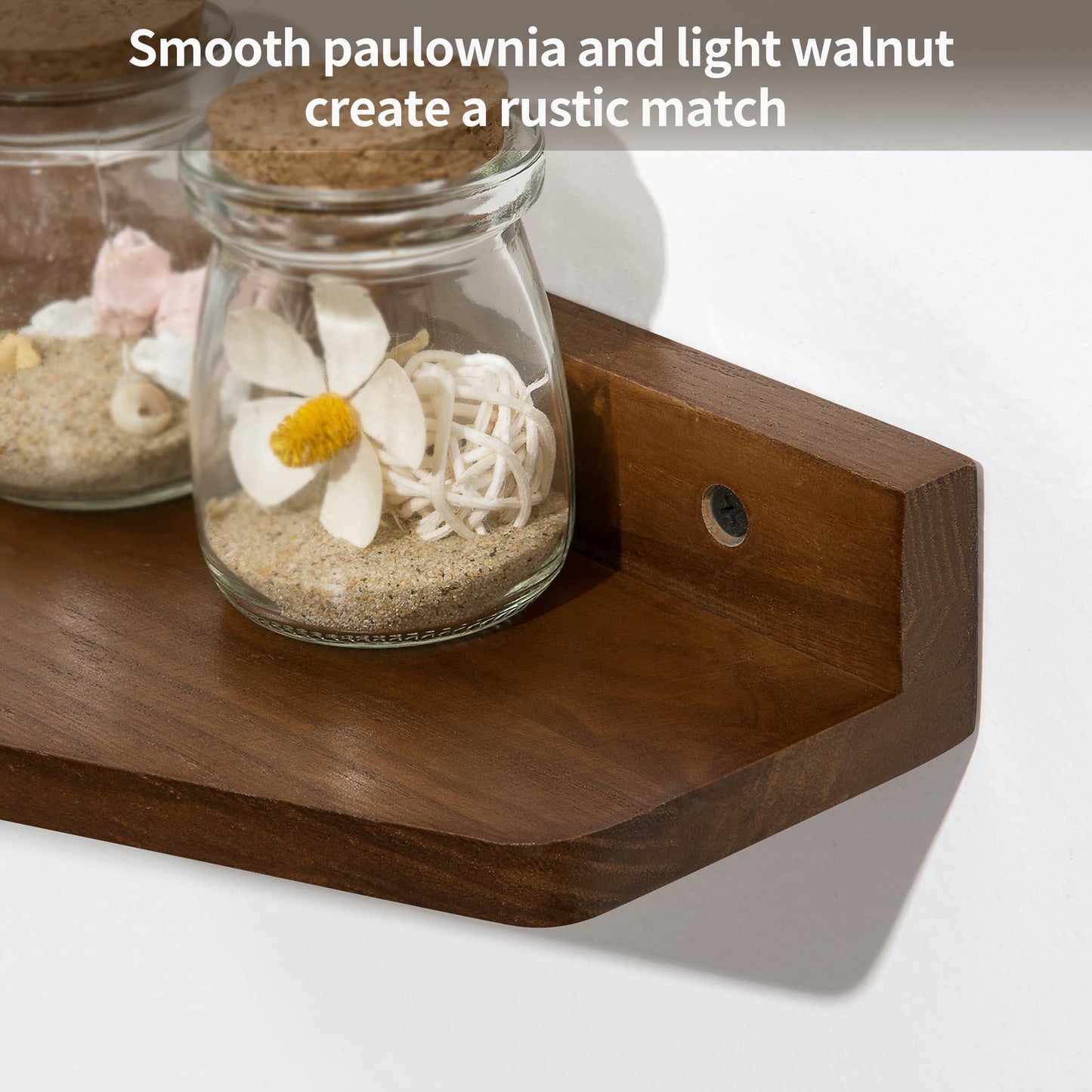 SUMGAR Floating Nightstand Wall Mounted, 13 inch Wood Floating Shelves Bedside Tables Rustic Wall Desk Decor for Bedroom, Living Room, Kitchen, Bathroom, Office Set of 2