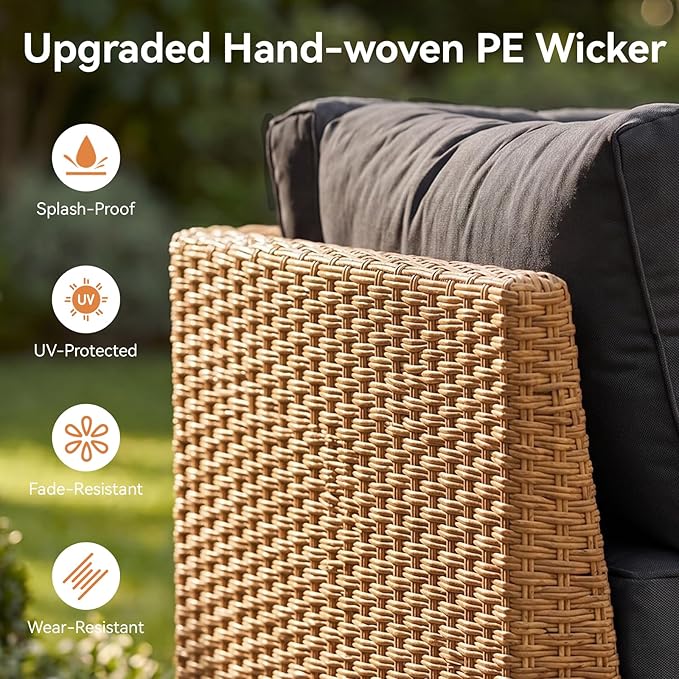 Aoxun 6-Piece Patio Furniture Set, Wicker Outdoor Furniture