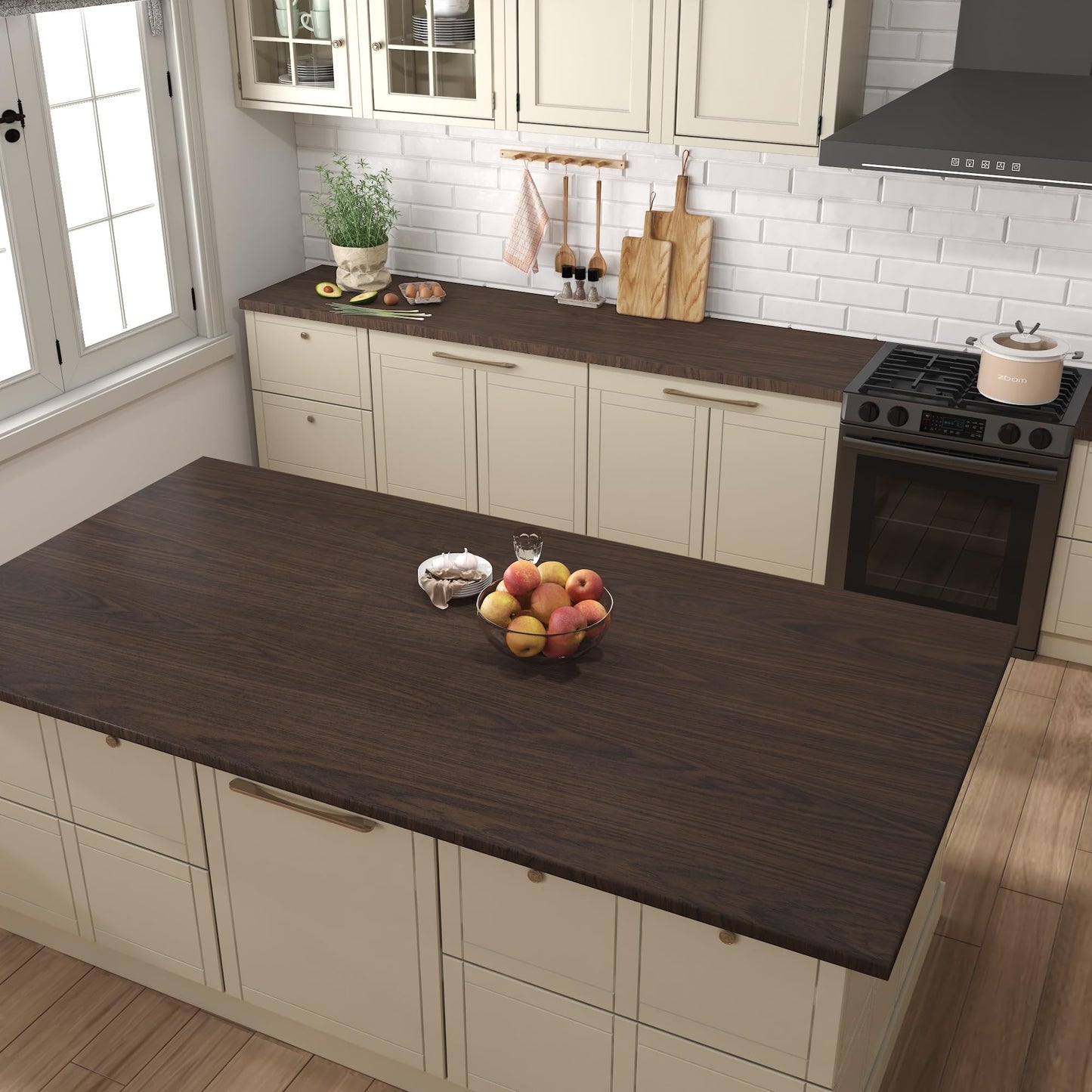 BAYYA Dark Brown Walnut Wood Grain Paper Waterproof Peel and Stick Wallpaper Black Walnut Decorative Furniture Sticker for Kitchen Cabinet Door Table Floor Shelf Drawer Liner Self-Adhesive Film